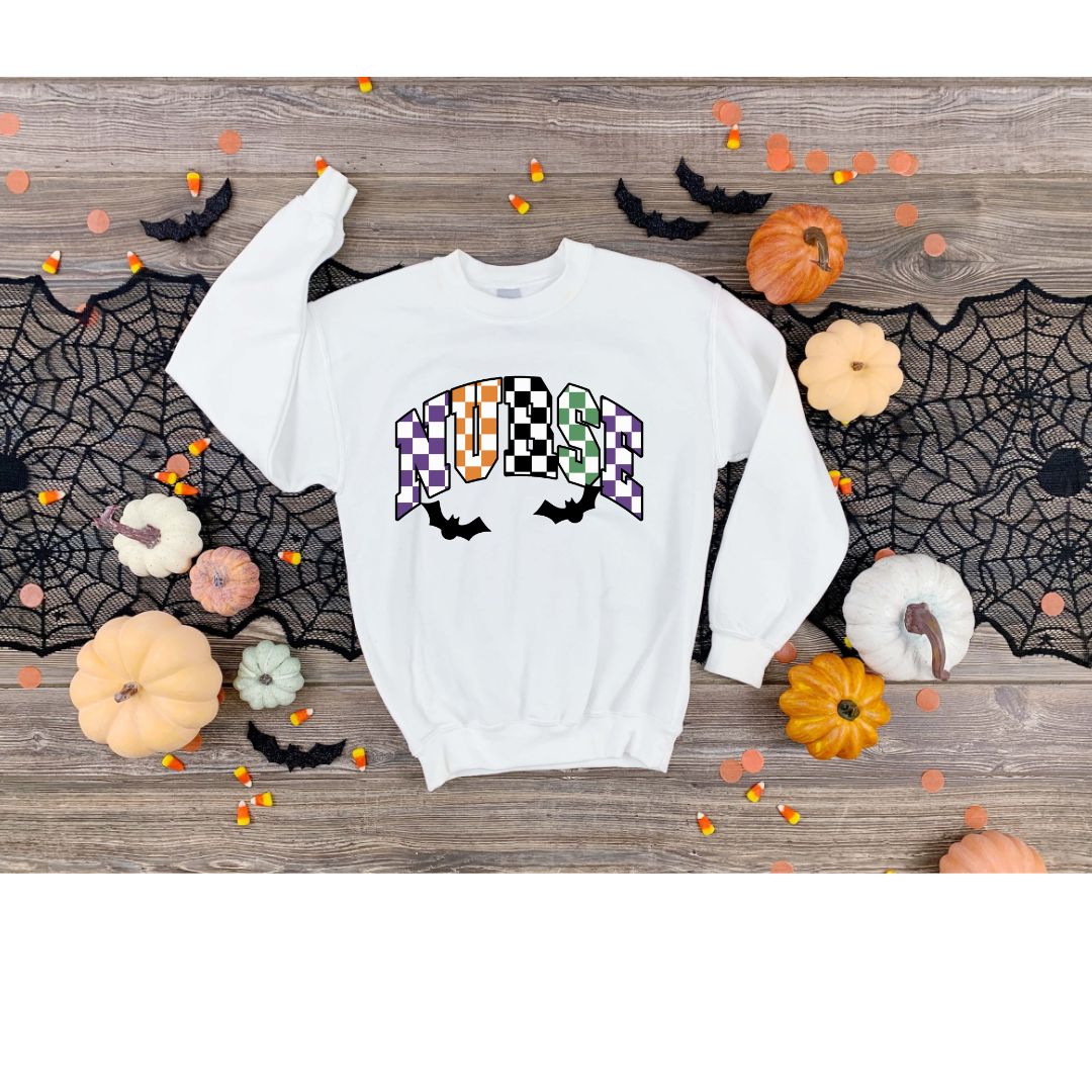 Checkered Halloween Nurse Sweatshirt